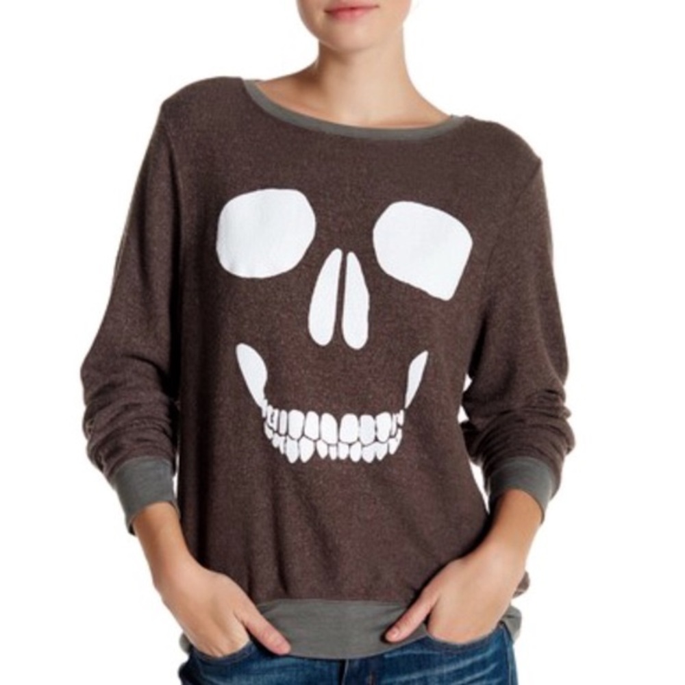 Wildfox “Skull Face” Baggy Jumper